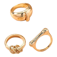 Brass Rope Gold Ring Set